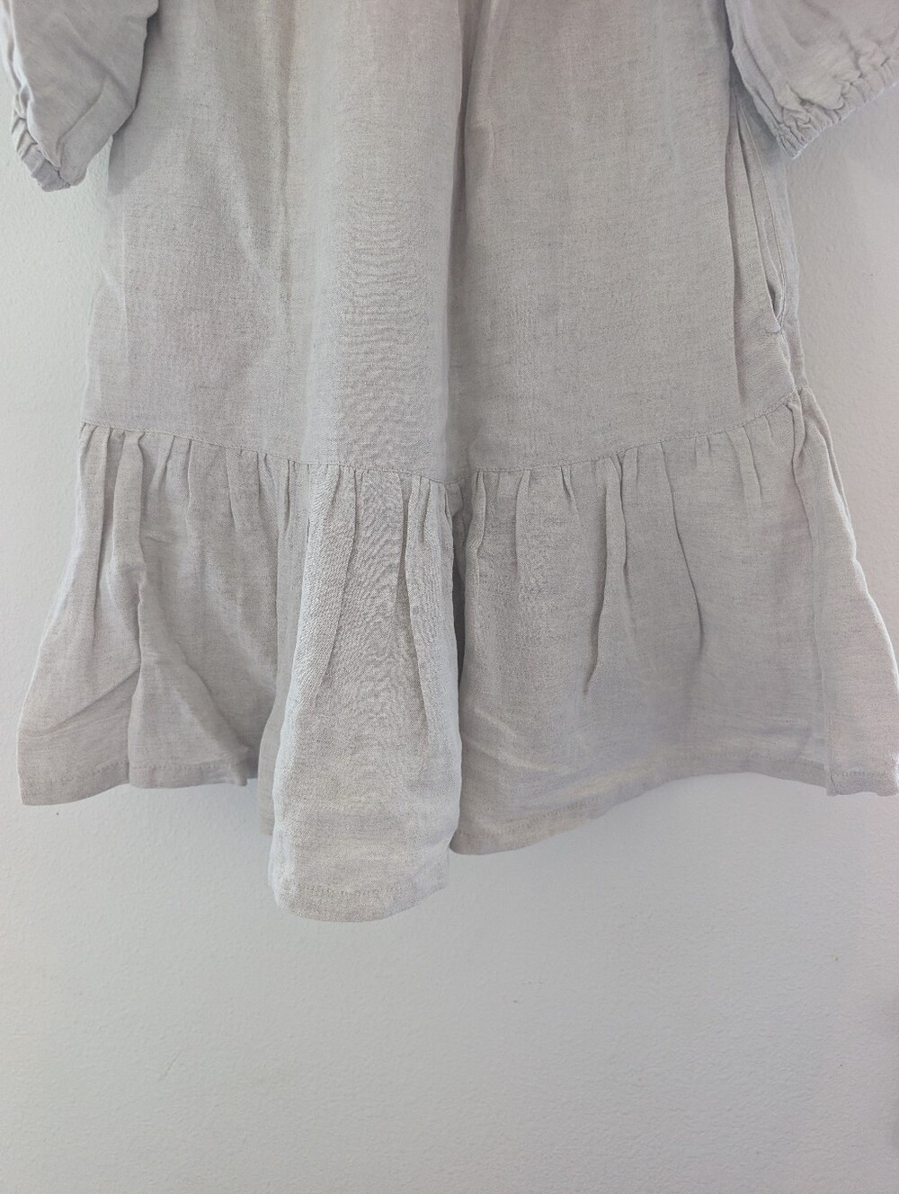 Tommy Bahama Light Cream Peasant Midi Dress with Ruffle Hem - Picture 2 of 6